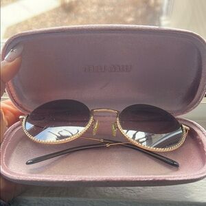 Miu Miu Gold and Black Women's Sunglasses